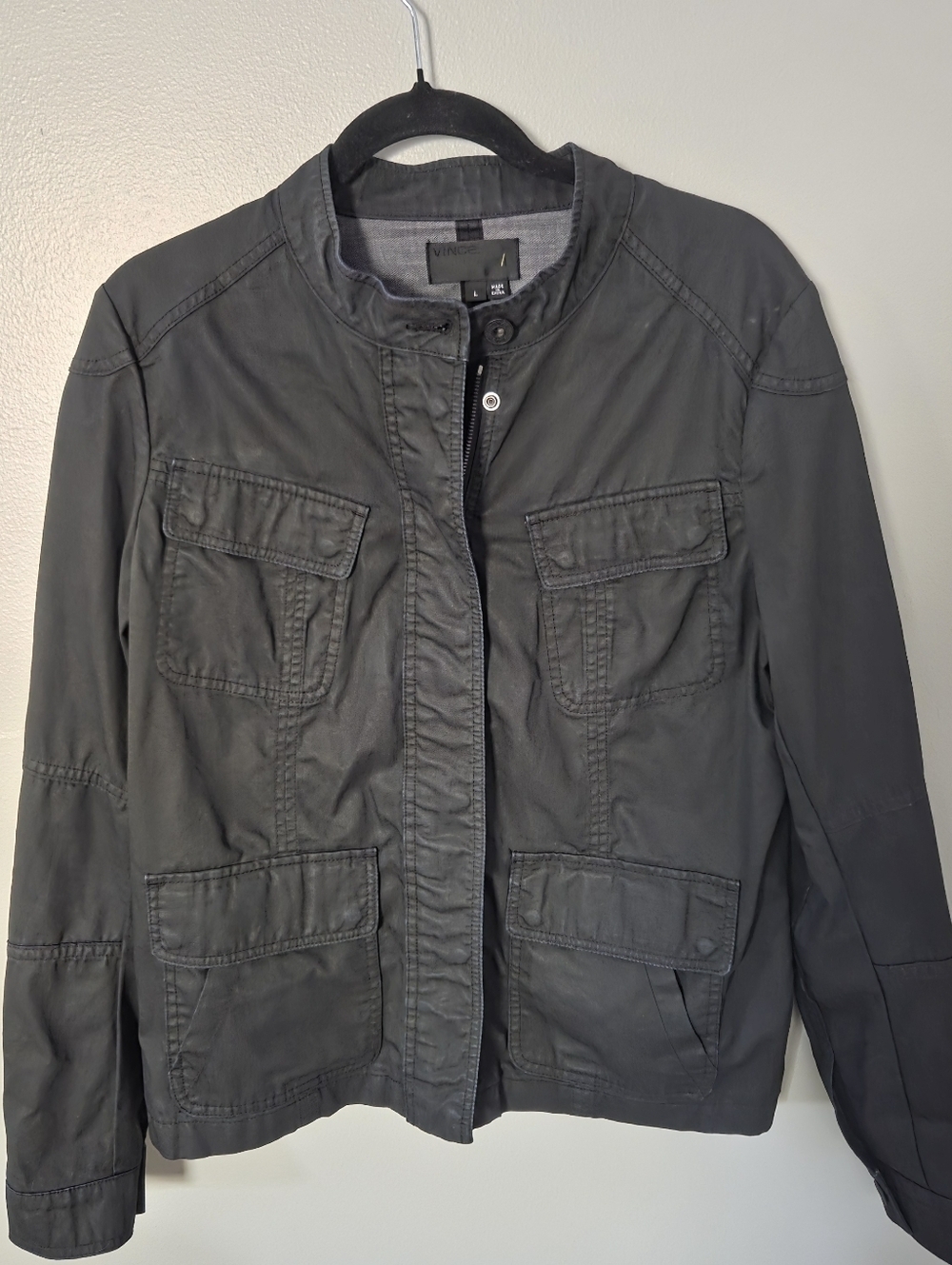 Vince Modern Unisex Field Jacket - 100% Cotton - Lined - Utility  - Black - L